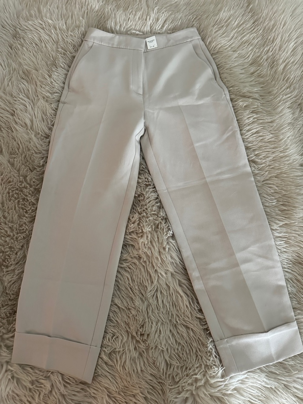 Abercrombie & Fitch Light Beige High-Rise Pants